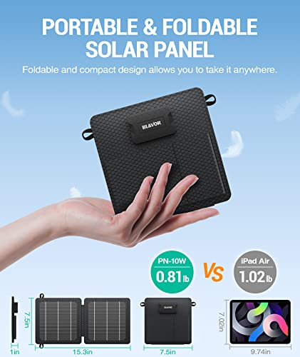 BLAVOR 10W Portable Solar Charger (5V/2A Max), Small Foldable Solar Panel - color: Gray