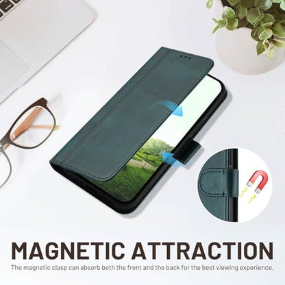 for Galaxy A17 5G Phone Case Wallet and Wrist Strap (Green) | Card Holder Slots, PU Leather, Flip Cover, Magnetic Closure, Kickstand, Folio Protective, for Samsung A17 Case - color: Green