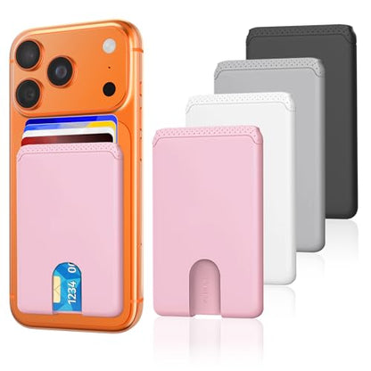 Senose 4 Pack Phone Card Holder Stick On Credit Phone Wallet - color: Pink+White+Black+Grey