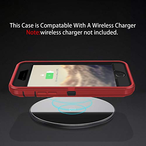 I-HONVA for iPhone SE 2022/2020 Case Built-in Screen Protector Shockproof Dust/Drop Proof 3 in 1 Full Body Rugged Heavy Duty Cover for Apple iPhone SE 3rd/2nd Gen 4.7, Red/Black - color: Red/Black