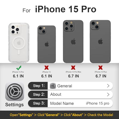Follaroma Magnetic for iPhone 15 Pro Case,Heavy Duty Phone Cases,Clear,6.1" | Compatible with MagSafe, Heavy Duty Shock proof Protection, Military-Grade Anti-Drop, Dual Layer Transparent Protective Cover - color: Clear, size: iPhone 15 Pro 6.1''