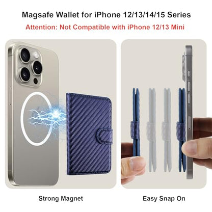 Bocasal for MagSafe Card Wallet for iPhone, Carbon Fiber Blue - color: Carbon Fiber Blue