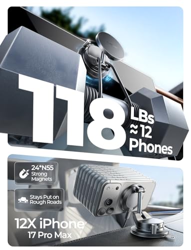 LISEN 15W MagSafe Car Mount Charger, Magnetic Wireless Car Phone Holder - color: Black, size: 1 Pack