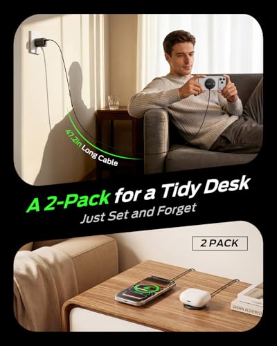 MOVESPEED Qi2.2 25W Magnetic Wireless Charger 2 Pack, MagSafe Fast Charging Pad, Compatible with iPhone 17/16/15/14/13/12 Series, AirPods Pro/4/3/2,Samsung Galaxy and More(Black) - color: Black, size: 2 pack