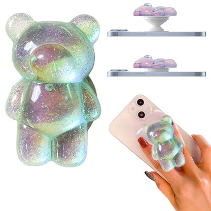 3D Gummy Bear Phone Grip Stand Cute Gummy Bear Style Expandable Collapsible Mobile Phone Grip Stand Holder Comfortable to Hold Phone Grips for Smartphone & Tablet Cell Phone (Green) - color: Green
