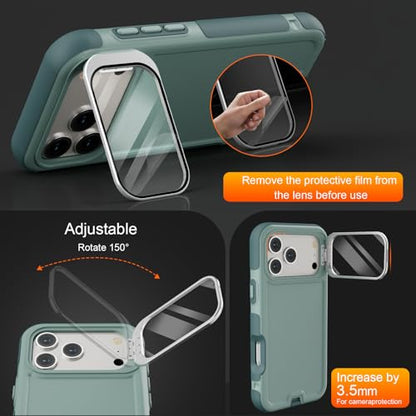 Follaroma for iPhone 17 Pro Max Case with Stand, Built-in Camera Cover, Compatible with MagSafe, Heavy Duty Shockproof Protection Phone Case, Anti-Drop, Magnetic Dual Layer Protective Cover,6.9",Green - color: Green, size: iPhone 17 Pro Max 6.9''