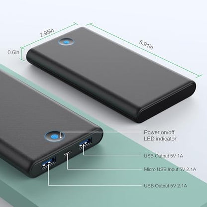 [2-Pack] Portable Charger Power Bank 20000mAh,Ultra Slim Fast Charging Battery Pack with Dual USB Outputs,Travel Essential Portable Phone Charger for iPhone 18/17/16/15/14/13,Galaxy S25, Android etc