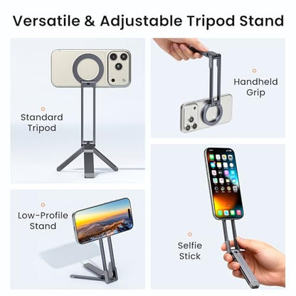 Itramax Magnetic Cell Phone Tripod,Adjustable Desk Phone Holder for MagSafe - color: Gray