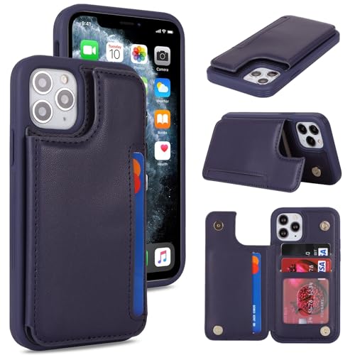 iCoverCase Compatible with iPhone 11 Pro Phone Case with Card Holder, Wallet Case for Women Men RFID Blocking PU Leather Protective Case 5.8 Inch (Dark Blue) - color: Dark Blue