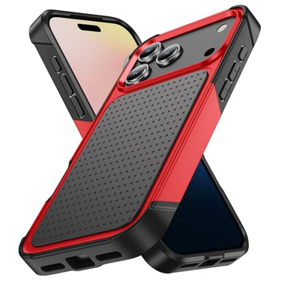 Designed for iPhone 17 Pro Max Case 2 in 1 Gift Militay Grade Drop Protective Rugged Heavy Duty Cover Shockproof Case for iPhone 17 Pro Max Phone Case for Women Men Boy Girl (Red) - color: Red
