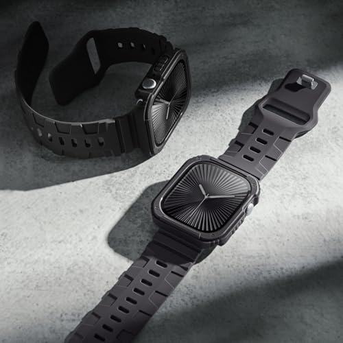 Recoppa 2 Pack Rugged Case with Screen Protector for Apple Watch Series 11 10 46mm，Tactical Military Grade Durable Shockproof Bumper Protective Cover for Men iWatch 46mm - color: Black/Gray