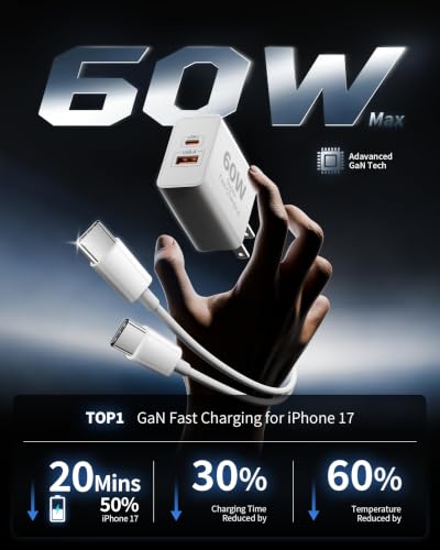 iPhone 17 16 15 Charger Fast Charging, 3 Pack 60W USB C Super Fast Charger - size: 3Pack-10FT