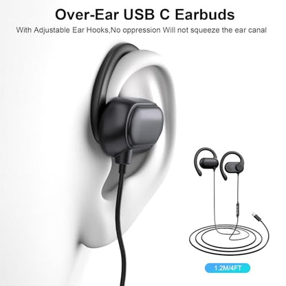 USB C Earbuds Wired Open Ear Headphones for iPhone 17 18 Pro Max 16 15 - color: Black