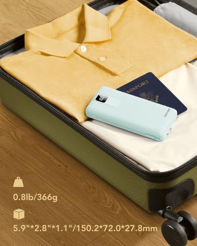 charmast 20000mAh Portable Charger with Built-in Cables and AC Wall Plug - color: cyan