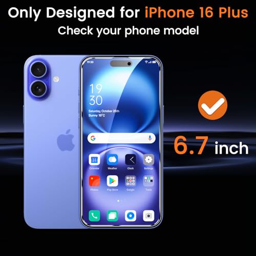 Lesakit 4+4 Pack Privacy Screen Protector for iPhone 16 Plus 6.7-Inch with 4 Pack Camera Lens Protector, Anti Spy Tempered Glass Film 9H Hardness Case Friendly - size: iPhone 16 Plus