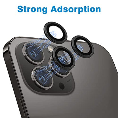 Compatible with iPhone 12 Pro Max Camera Lens Protector, Anti-Scratch 9H Tempered Glass Metal Camera Screen Protector Shockproof Cover for iPhone 12 Max 6.7 inch-3 Pcs Graphite - color: Graphite