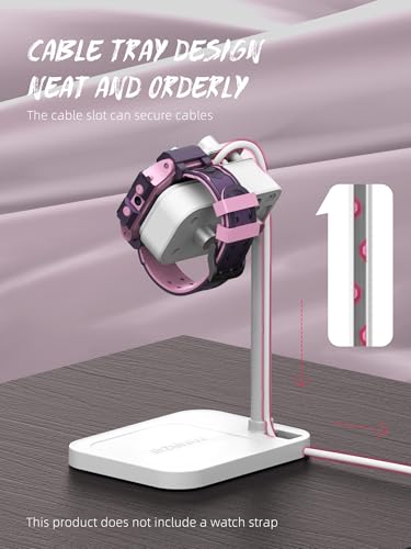 Side-Charging Adjustable Universal Kids Smart Watch Stand - color: White Kids Watch Stand