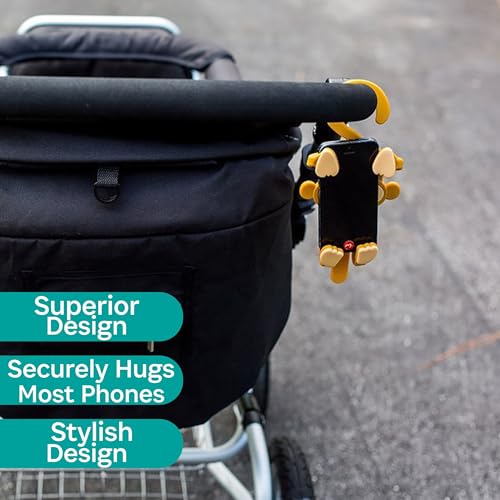 Grippy Smartphone Phone Holder by Buggygear - The Perfect Mount for Your Cellphone - This Accessory Straps to Your Stroller, Grocery Cart - Strap it or Hang it from the Tail - Entertain Your Baby too