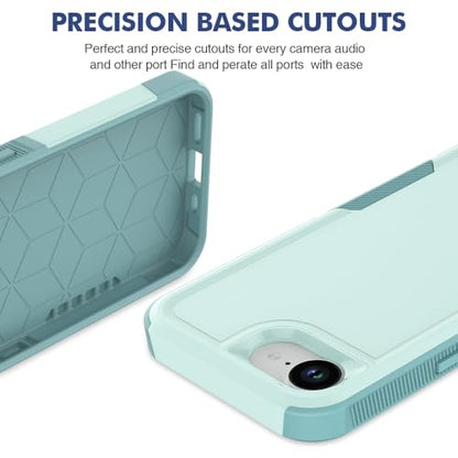 for iPhone 16E / iPhone 17E Case: Dual Layer Protective Heavy Duty Cell Phone Cover Shockproof Rugged with HD Screen Protector - Military Protection Bumper Tough - for iPhone 16E / 17E, Mint Green - color: Mint Green (PC) + Mint Green (TPU)