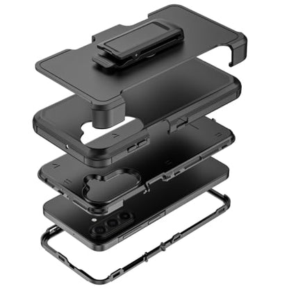 Rugged Phone Case for Samsung Galaxy A18/A17 Black | Belt Clip Holster & Kickstand Heavy Duty Shockproof Protective Full Body Case (Black) - color: Black