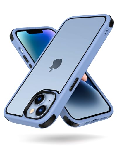 Mobnano for iPhone 13/14 Crystal Clear Case, with Multicolor Protective Shockproof Bumpers, Not Yellowing Anti Scratch Transparent Hard PC Back & Soft Silicone TPU Frame Cover (Blue/Black) - color: Blue/Black, size: iPhone 13 / 14