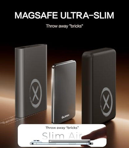 ULiXWH [0.3" Ultra Slim] [Alloy-Made] for Magsafe Portable Charger iPhone - color: Grey