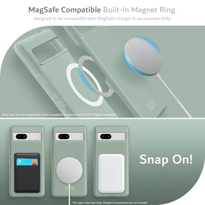 TUDIA MergeGrip [Magsafe Compatible] Google Pixel 7a Case 2023, [Military Grade Drop Tested] Raised Edge for Screen&Camera Protection Dual Layer Slim Heavy Duty 7A Phone Cases Cover - Green Lily - color: Green Lily, size: Magnetic Pixel 7a
