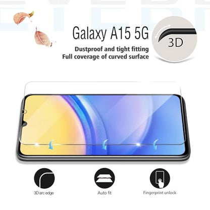 Galaxy A15 HD Clear Tempered Glass Screen Protector + Camera Lens Protectors, [2+2 Pack] [3D Glass] [Anti-Glare] [Bubble-Free] Screen Protector Glass For Samsung Galaxy A15 5G/4G - size: Galaxy A15 5G/4G