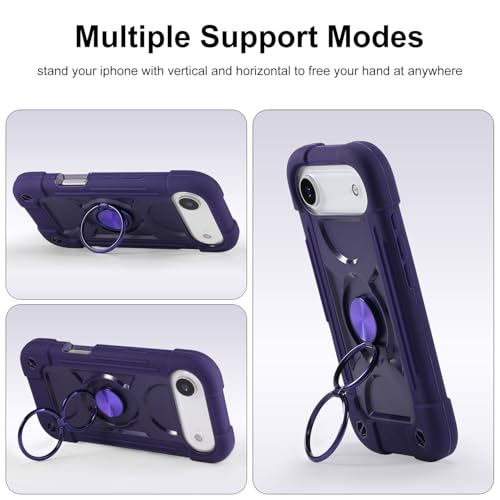 MARKILL Compatible with iPhone Air Case 6.5 Inch 2025 with 360 Degree Rotate Ring Stand, Military Grade Drop Protection Full Body Rugged Protective Case Kids - color: Deep Purple, size: iPhone Air 6.5"