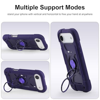 MARKILL Compatible with iPhone Air Case 6.5 Inch 2025 with 360 Degree Rotate Ring Stand, Military Grade Drop Protection Full Body Rugged Protective Case Kids - color: Deep Purple, size: iPhone Air 6.5"