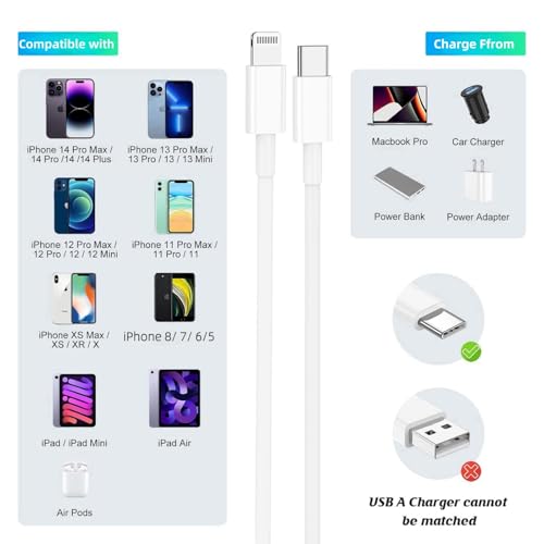 for Extra Long USB C to Lightning Cable 13FT 27W Fast Charging 2 Pack - color: White, size: 13 feet/4 meters