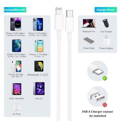 for Extra Long USB C to Lightning Cable 13FT 27W Fast Charging 2 Pack - color: White, size: 13 feet/4 meters