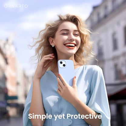 ORNARTO Compatible with iPhone 15 Case 6.1, Slim Liquid Silicone 3 Layers Full Covered Soft Gel Rubber Phone Case, Anti-Scratch Shockproof Protective Cover 6.1 Inch, Baby Blue - color: Baby Blue