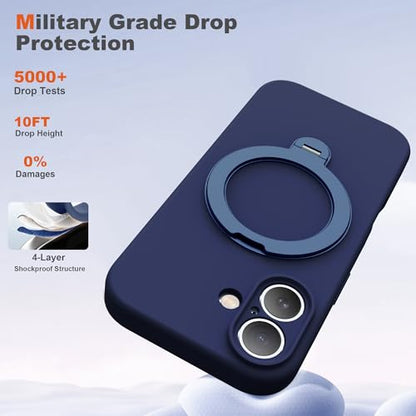 Case for iPhone 17 with 360°Spin Stand,6.3" Dark Blue | Magnetic 360°Spin Stand,Compatible with Mag-Safe,Soft Silicone 17 Case - color: Dark Blue, size: Iphone 17