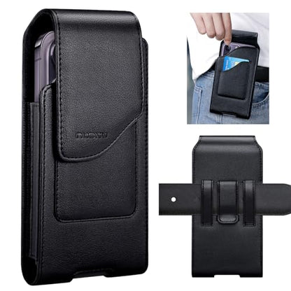 nuoku Phone Holster for Men Belt with Card Holder for iPhone Air 17/16/15/14/13/12/11 Pro Max, Cell Phone Belt Holder for Men Compatible with Samsung Galaxy S25, S24, S23 A54 A53 A52 (Black) - color: Black