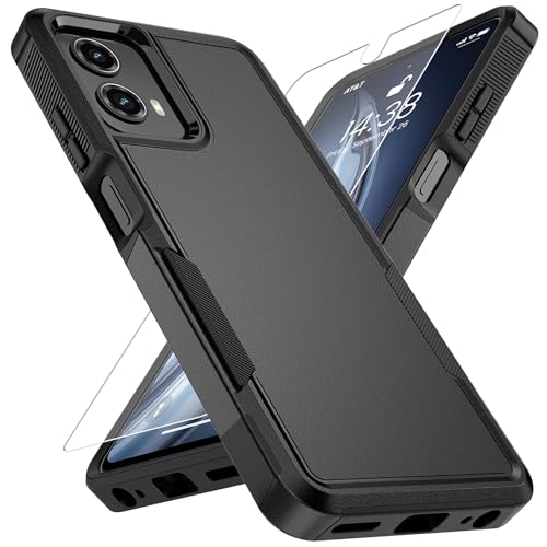 Vinve for Moto G 5G 2024 Case with HD Screen Protector, Military-Grade Shockproof & Dual-Layer Protection, Anti-Slip Grip Design Phone Case, Black - color: Black, size: Moto G 5G 2024