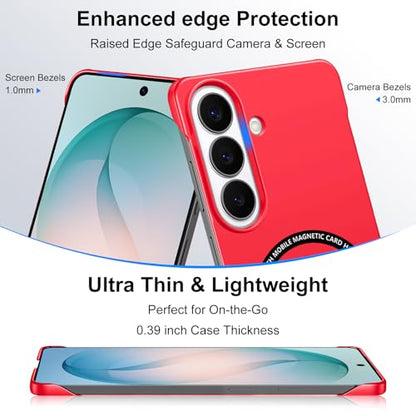 Frameless Slim Case for Samsung Galaxy S26 Plus, Silky Touch, Hard PC Matte Back, Exposed Sides Compatible with Mag-Safe, Anti-Scratch Shockproof Protective Cover for Samsung S26 Plus 5G (Red) - color: Red
