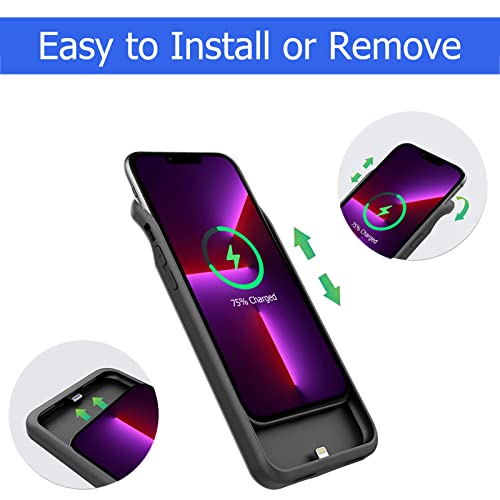 Battery Case for iPhone 13 Pro, 10000mAh Enhanced Portable Protective Smart Qi Wireless Charger Case Battery Pack with CarPlay Wireless Charging Compatible for iPhone 13 Pro (6.1 inch) - Black - size: iPhone 13 Pro