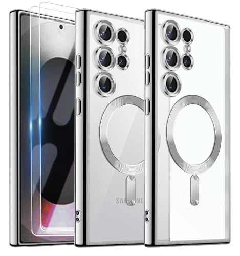 Official Titanium Case for Samsung Galaxy S25 Ultra,[Compatible with MagSafe][Full Camera Cover Protection] Metallic Glossy Slim Luxury Phone Case for Galaxy S 25 Ultra,Silver - color: Silver, size: Samsung Galaxy S25 Ultra
