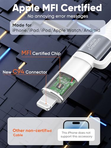 CableCreation MFi Certified USB C to USB C & Lightning Cable,6FT 60W 2-in-1 - size: 6Feet, style: USB C to C & Lightning