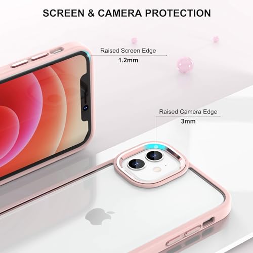 ULAK Clear Case for iPhone 12/iPhone 12 Pro, Hybrid Protective Slim Transparent Anti-Scratch Shock Absorption TPU Bumper Cover Designed Phone Case, Baby Pink | Hybrid Protective Slim Transparent Anti-Scratch Shock Absorption TPU Bumper Cover Designed Phon