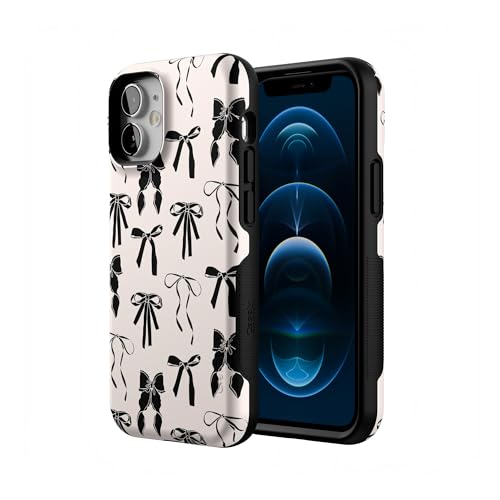 Casely iPhone 12 Mini Case | Goth Girlie | Black Bows | Bold Protective Design | Compatible with MagSafe - color: Goth Girlie | Black Bows, size: Iphone 12 Mini