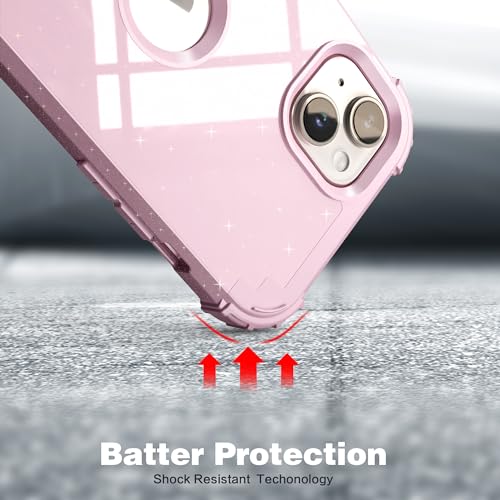 IDweel for iPhone 15 Case with Screen Protector,Luxury 3 in 1 Shockproof Slim Fit Hybrid Heavy Duty Protection Glitter Hard PC Cover Soft Silicone Sturdy Bumper Full Body Case,Glitter Pink - color: Glitter Pink