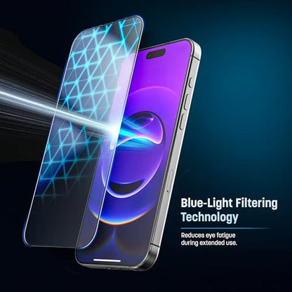 magglass for iPhone 17 Screen Protector with Blue-Light Blocking, (6.3") Scratchproof Tempered Glass (Easy Applicator Included)