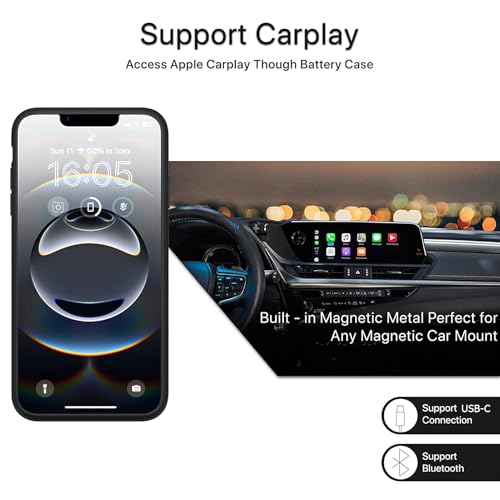 Battery Case for iPhone 16e, Upgraded 10000mAh High Capacity Rechargeable Portable Protective Extended Charger Case, Wireless Charging Compatible with iPhone 16e (6.1 inch) Charging Case & Carplay - size: iPhone 16e (6.1 inch)