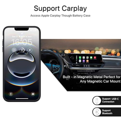 Battery Case for iPhone 16e, Upgraded 10000mAh High Capacity Rechargeable Portable Protective Extended Charger Case, Wireless Charging Compatible with iPhone 16e (6.1 inch) Charging Case & Carplay - size: iPhone 16e (6.1 inch)