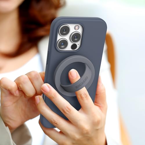 Encased Magnetic Phone Grip Holder (Compatible with MagSafe) Thin Silicone Finger Loop Ring for iPhone (Stormwash Blue) - color: Stormwash Blue