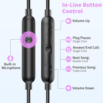 USB C Earbuds for iPhone 18 Pro Max 17 16 15 Headphone Wired,Purple - color: Purple