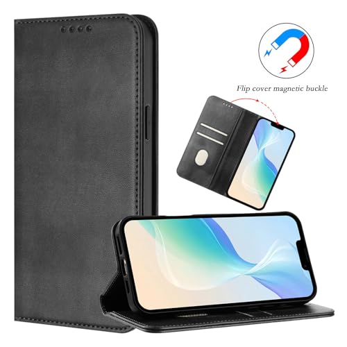 Protective Case Compatible with Galaxy A20E with RFID Blocking, Leather Phone Case Bumper Magnetic Case Leather Cover Card Slot Wallet Shockproof Shell Compatible with Samsung Galaxy A20E/A10E - color: Black