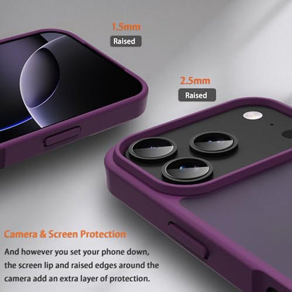 for iPhone 17 pro max Case Translucent Matte Phone Cover, [10 FT Military Grade Drop Protection] Slim Durable Shockproof Protective Bumper (deep Purple, iPhone 17 pro max) - color: Deep Purple, size: iPhone 17 Pro Max